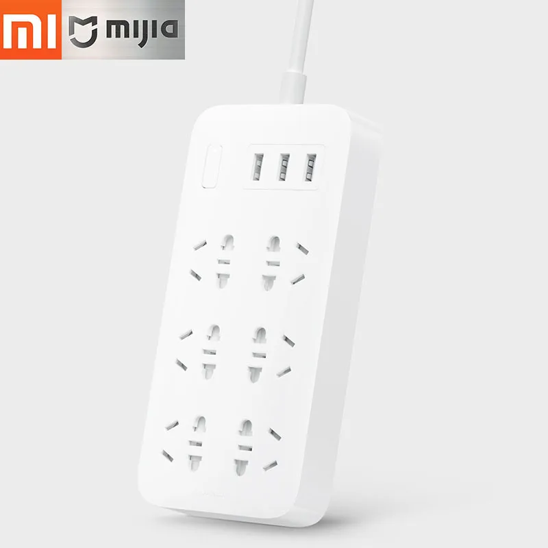Original Xiaomi Mi Power Strip 6 Outlet with 3 USB Extension Socket 2A Fast Charging Plug Charger | Электроника