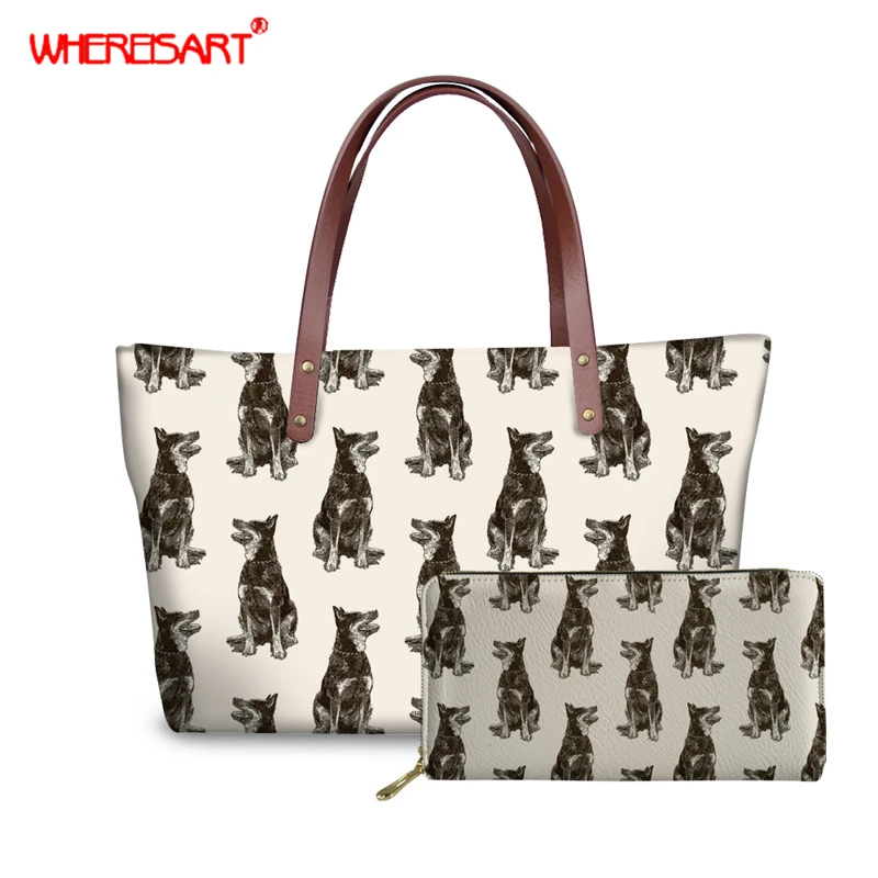 

WHEREISART Australian Cattle Dog Cute Purses and Handbags Women Large Messenger bag women's big shoulder bag female tote bag