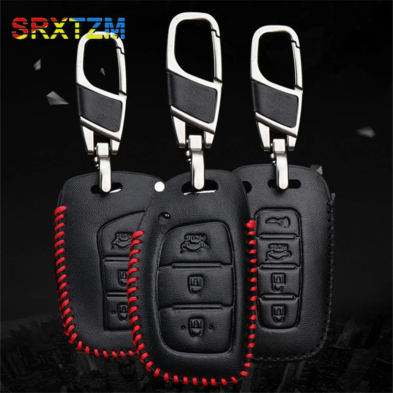SRXTZM чехол для ключей из натуральной кожи Hyundai I40/I30/IX25/IX35/Tucson/Verna/Solaris/Elantra/Accent/I45/New 1