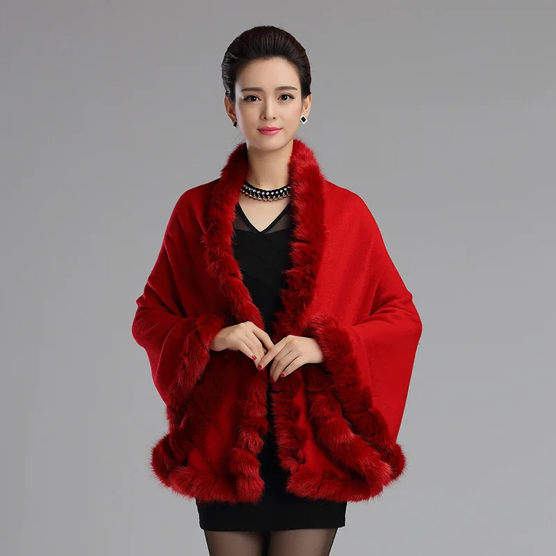 2016 Winter Autumn Women Fur Cape Elegant Faux Rabbit Soft