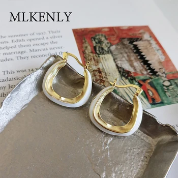 

MLKENLY Big Moroccan Style White Coconut Gold color Stud Earrings for Women Wedding Party Trendy Jewelry