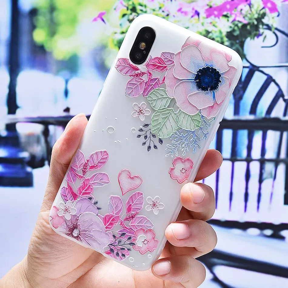 3D Silicone Relief Floral Case For iPhone XS Case For iPhone 2018 XS Plus Soft TPU Flower Matte Case Cover Phone Cases On        (12)