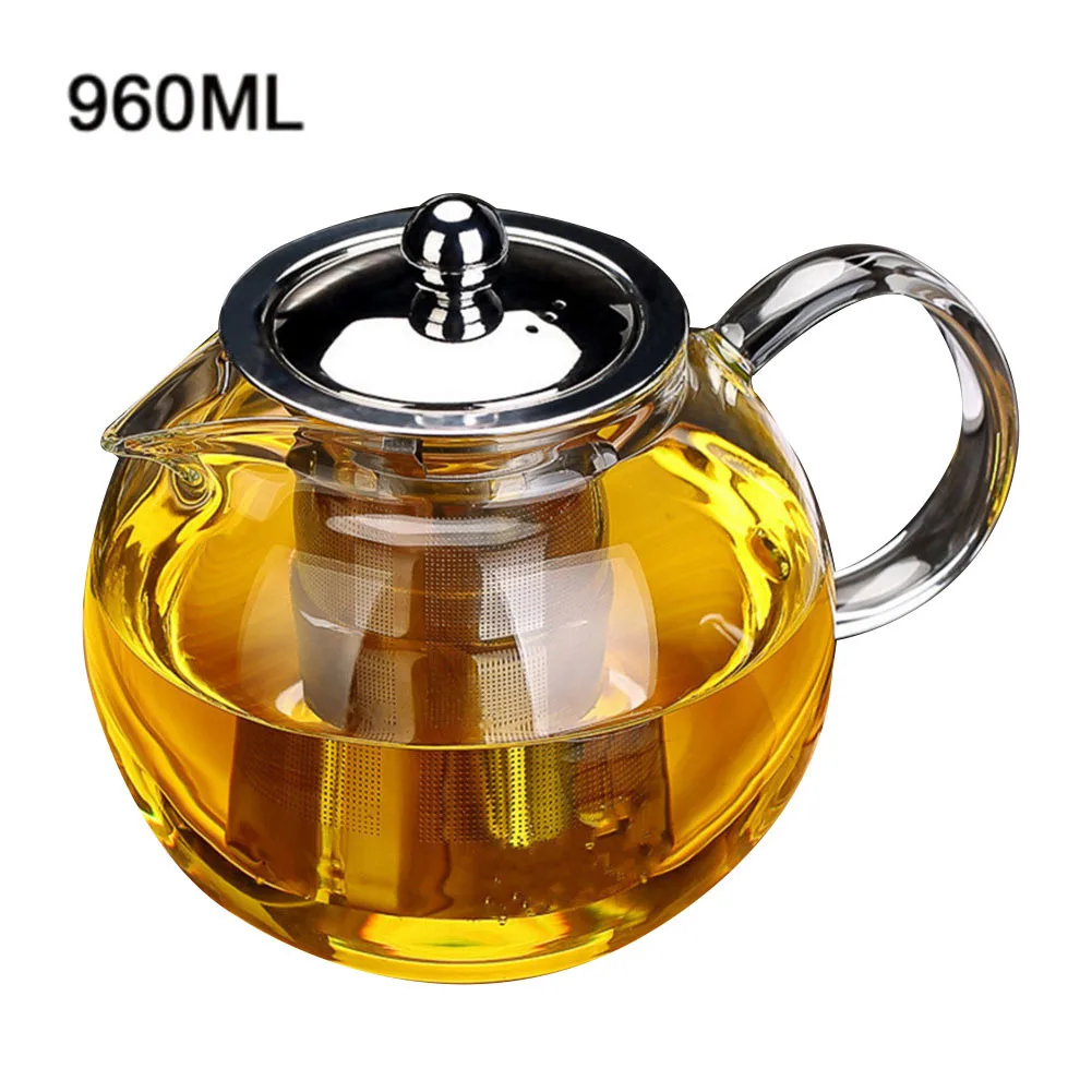 650 мл 960 мл 1300 мл термостойкий стеклянный чайник индукционная плита термостойкий стеклянный чайник с 304 ситечком из нержавеющей стали - Цвет: 960ml