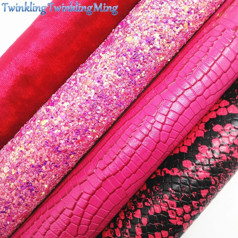Розовая блестящая ткань, змеиная искусственная кожа, Крокодиловая синтетическая кожа, бархат для луков А4 " x 11" мерцающий Ming XM155