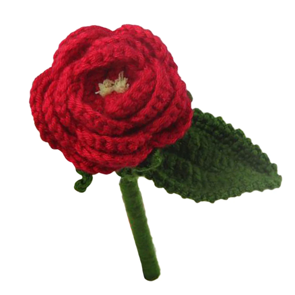 Red Rose Amigurumi Crochet Kit Toy Material Package DIY Home Oraments