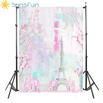 

Sunsfun Backdrops for Photo Thin Vinyl Paris Tower Hot Air Floral Background Photography Photocall Camera HB64