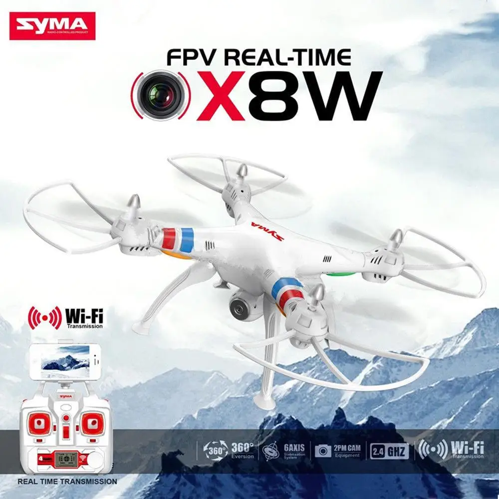 Original New High Quality Syma X8W Explorers FPV RC Quadcopter HD +0.3MP Camera RTF EU Plug Drone Batteries Professional Gift