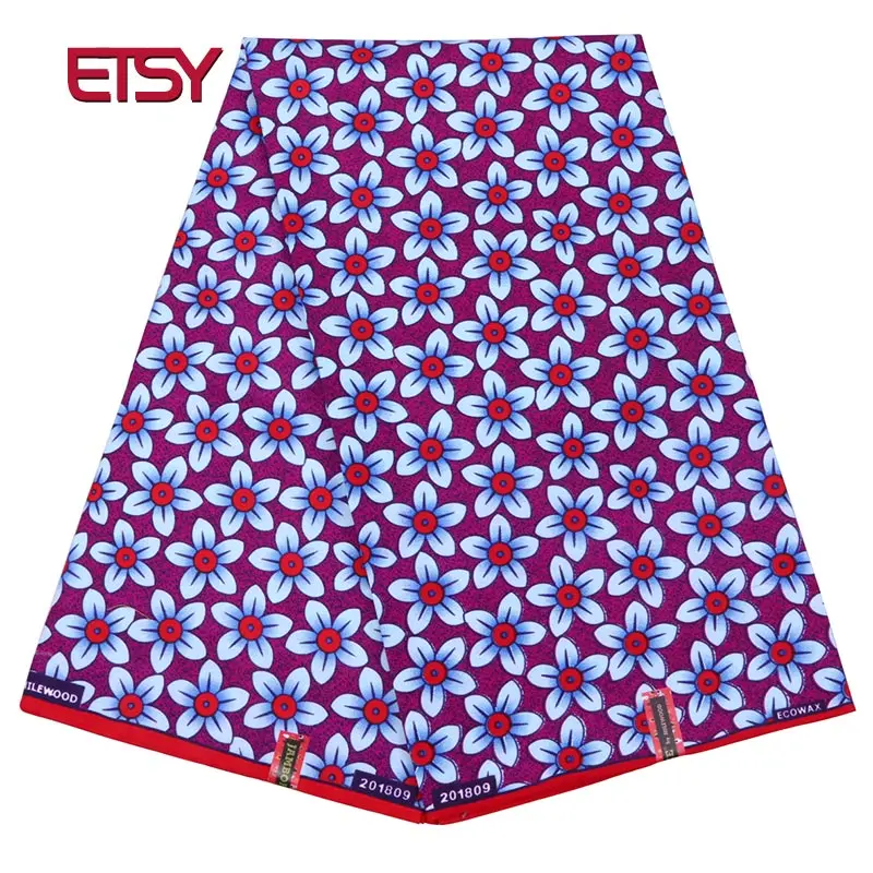 

100% Polyester wax Prints Fabric ankara africa wax print fabric wax High Quality 6 yards Africa Fabric for Party Dress FP6199