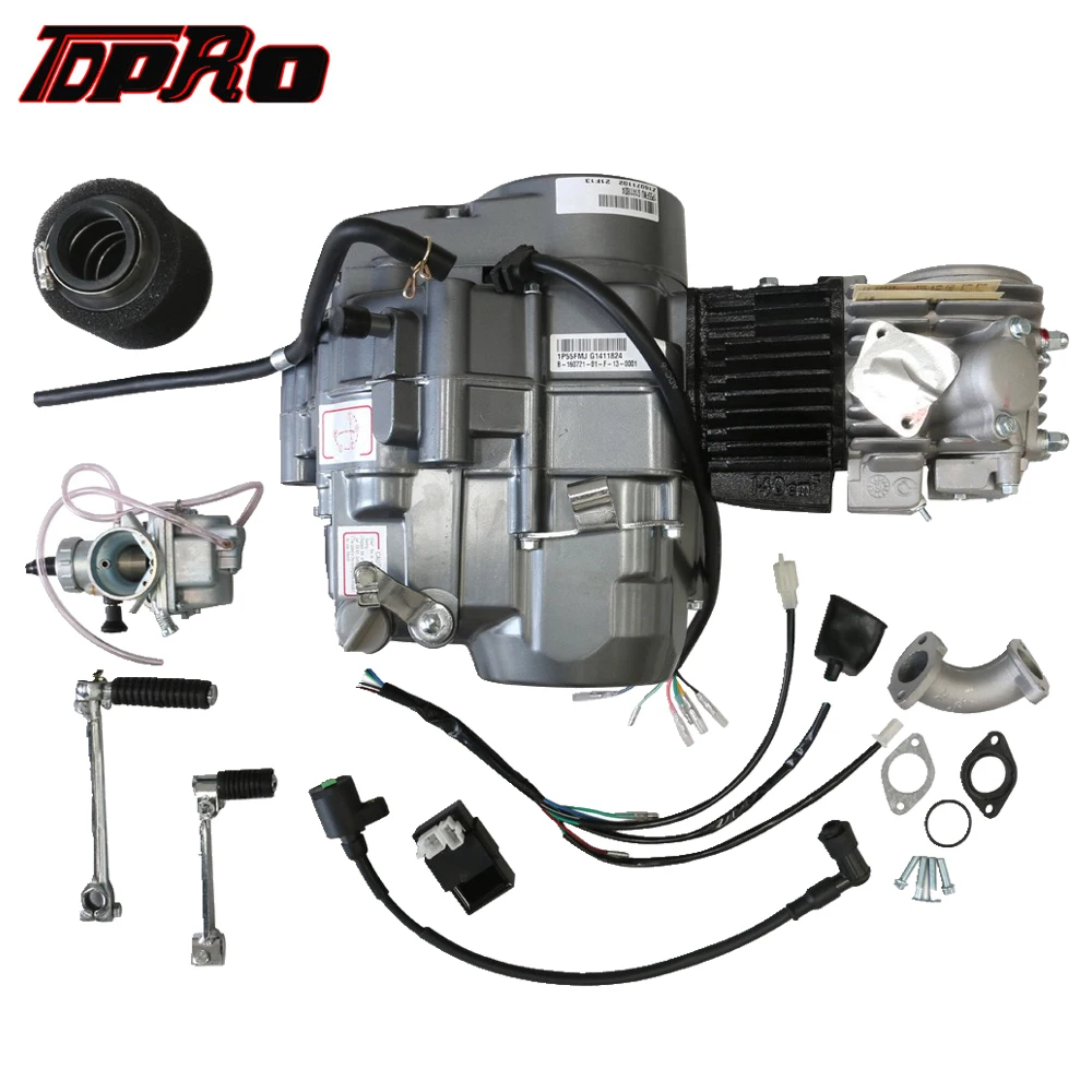 

TDPRO Lifan 4 Stroke 140cc Motor Engine Start Motorcycle Dirt Pit Bike Engines Starter+Oil Cooler+Exhaust+45mm Air Filter+Lever