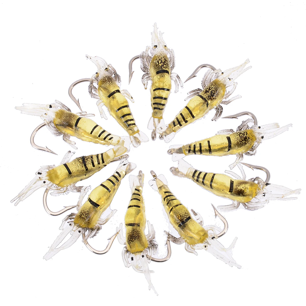 New 10Pcs Soft Silicone Shrimp Fishing Lure Wobblers Fishing Minnow Trout Fish Lures Artificial Bait Hook Bass Tackle Hook
