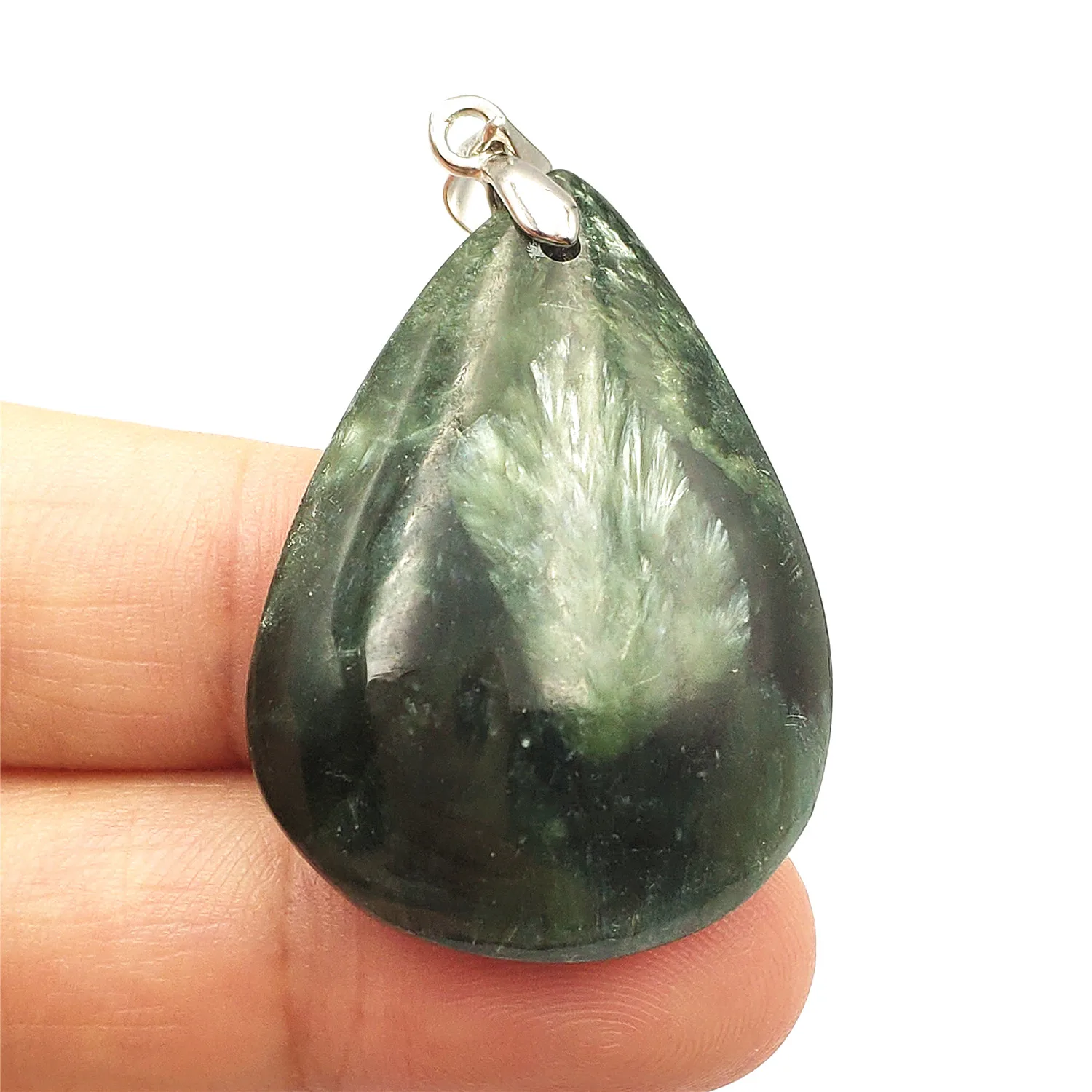 

Natural Green Seraphinite Pendant Rhombus Shape Stone 35x25x9mm Women Men Crystal Lucky Birthday Gift Necklace Pendant AAAAA