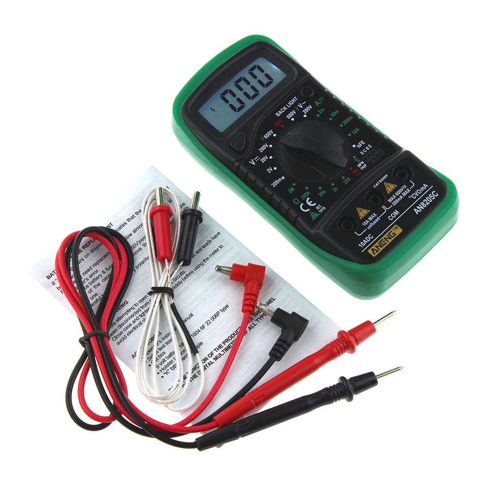 

ANENG AN8205C Digital Multimeter AC/DC Voltage Meter DC Ammeter Resistance Temperature Tester AC DC ohm Volt tester