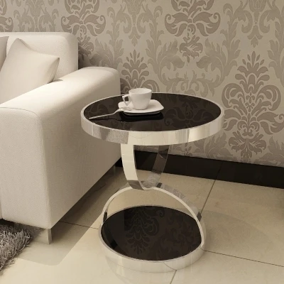 Modern simple rounded tea table toughened glass sofa corner table side table Modern simple rounded tea table toughened glass sofa corner table side table