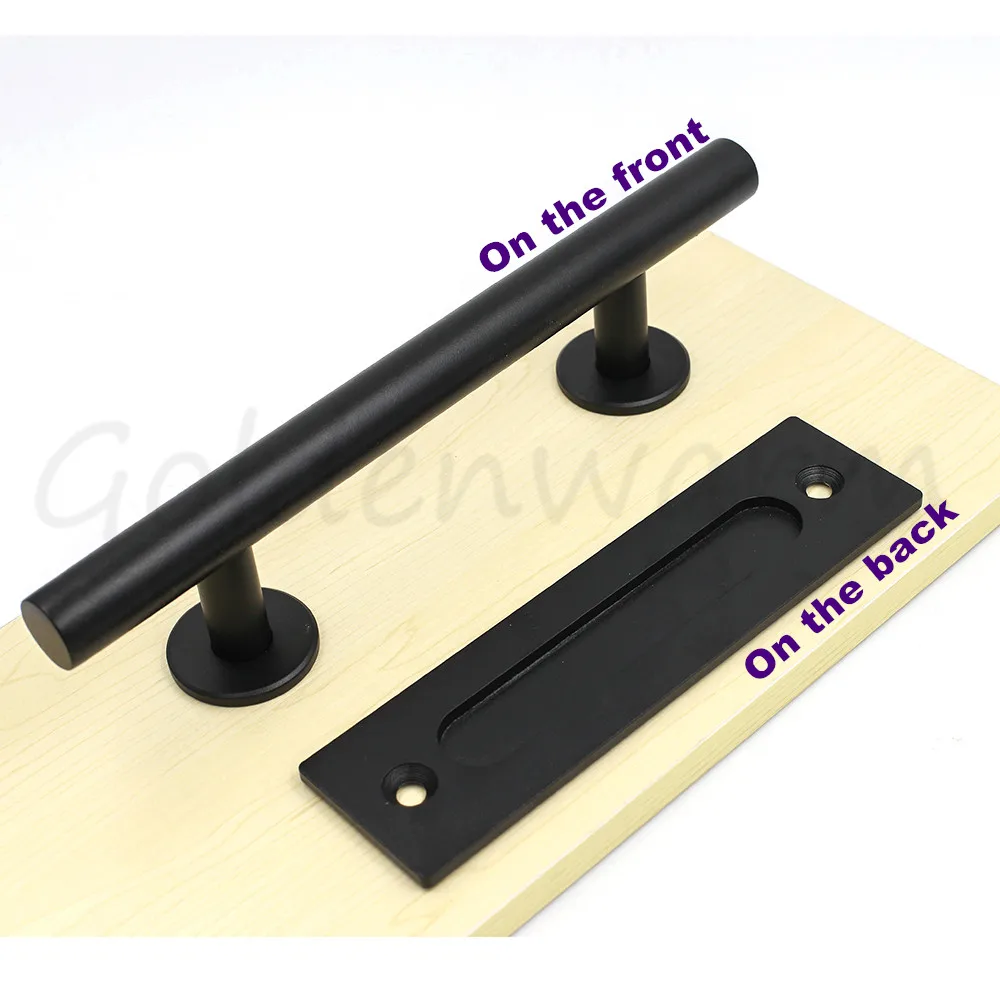 Rustic Black Barn Door Handles Sliding Door Hardware Goldenwarm LS08TBK