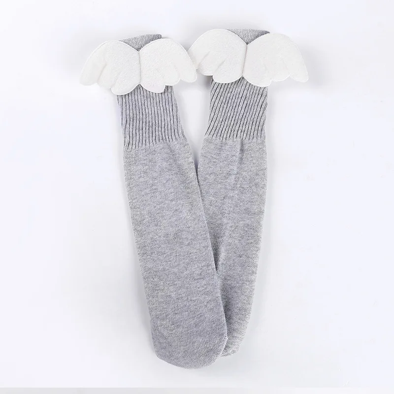 Милые носки для маленьких девочек, Гольфы с крыльями ангела для девочек, Хлопковые вязаные однотонные зимние детские носки, гетры для малышей 3-12 лет