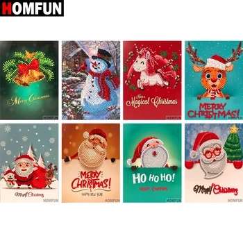 

HOMFUN Diamond Painting Cartoon Santa Claus Merry Christmas Paper Greeting Postcards Craft DIY Kids Festival Greet Cards Gift