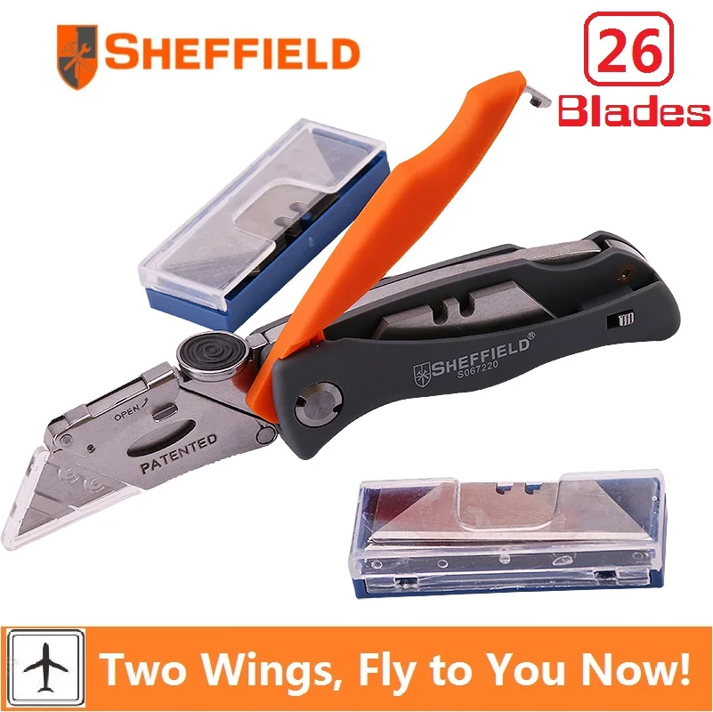 Comprar Cuchillo multifunción plegable Sheffield de bolsillo multifuncional para acampar, cuchillo resistente con 26 cuchillas de cuchillo, herramienta de cortador de cuchillo de papel