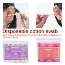 Инструменты для ухода за здоровьем 100 шт./упак. с двойной головкой ватный тампон для женщин Макияж Хлопок с бутоном наконечником для медицинских деревянных палочек Чистка ушей носа