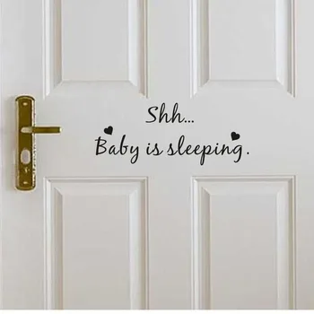 

Kids Bedroom Door Vinyl Wall Decal Shh Baby is sleeping Quote Wall Art Sticker Nersery Vinyl Decals Sweet Dream Style Door AZ594