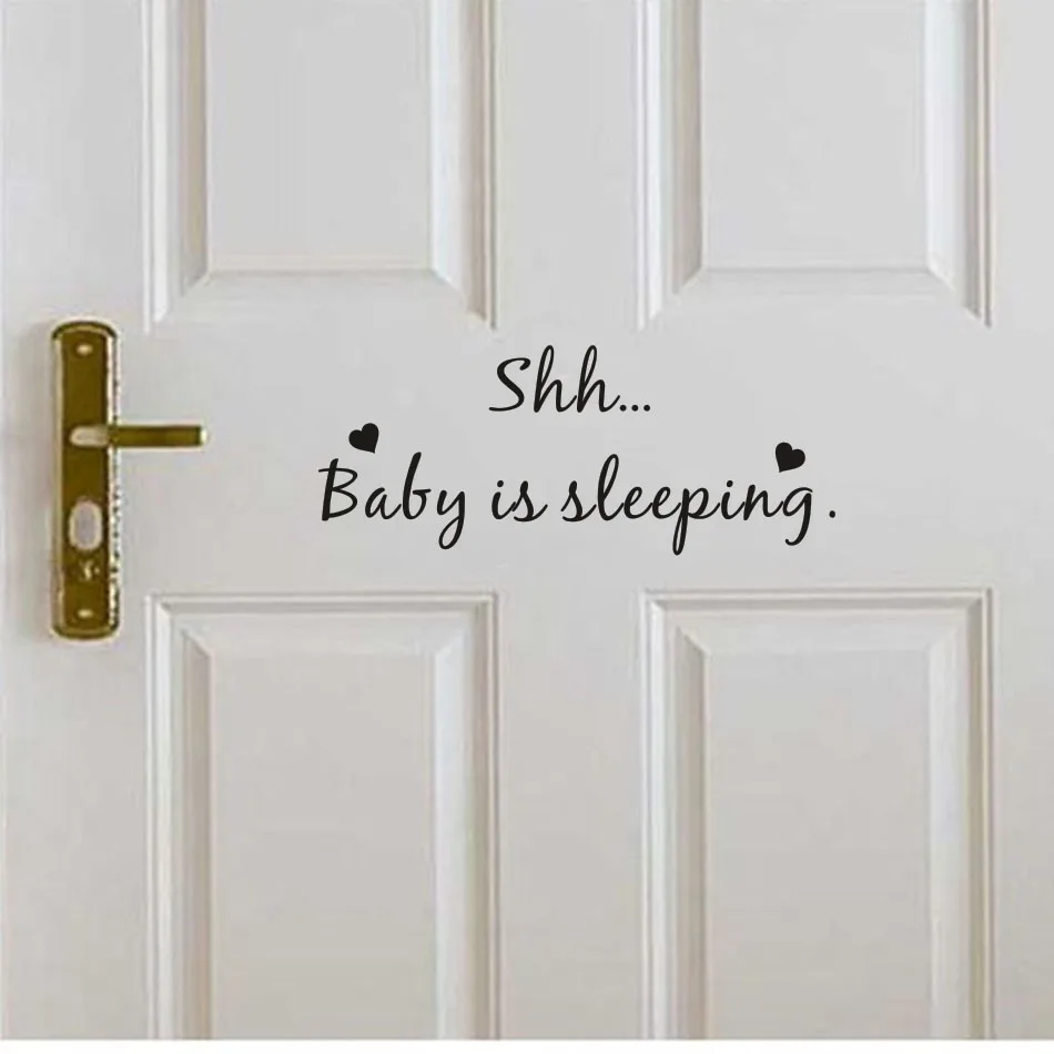 Детская дверь в спальню виниловая наклейка на стену Shh Baby is sleeping художественная