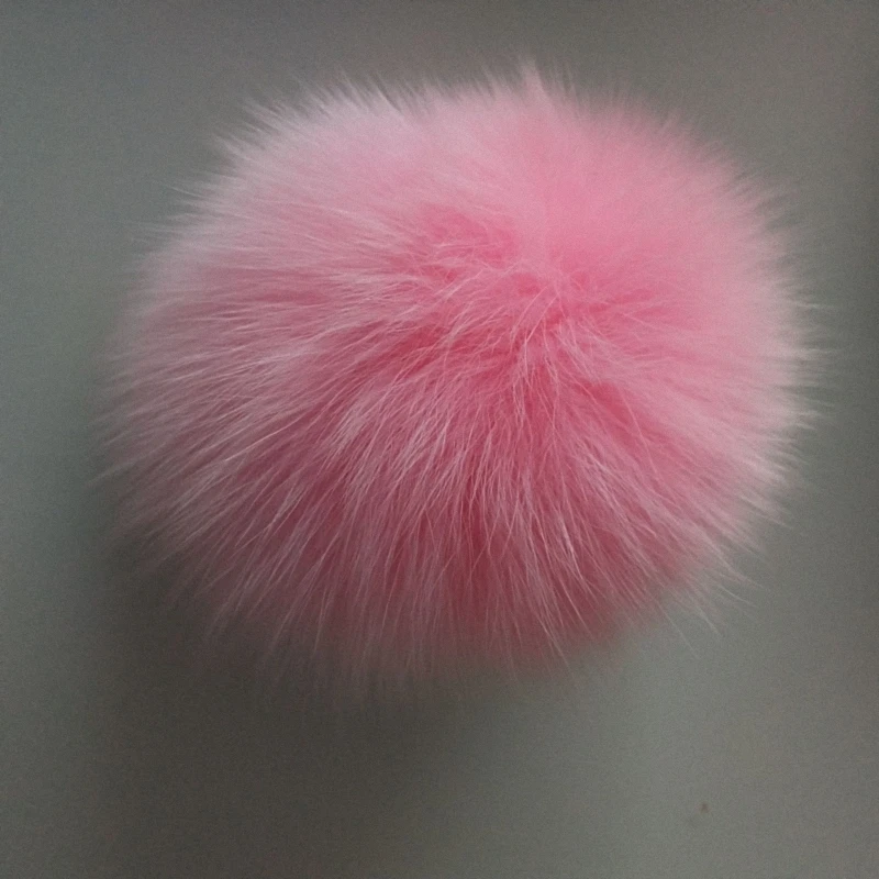 

11cm Nature Genuine Fox Fur Ball Pom Pom Fluffy DIY Winter Hat Skullies Beanies Knitted Cap Pompoms F009-pink