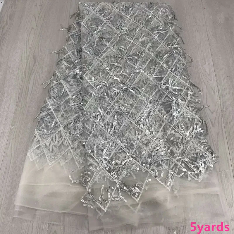 

African sequins Net Lace fabric Latest Nigerian Laces 2018 sequins french Fabric For Sewing Dress Tulle Lace Fabric yds092
