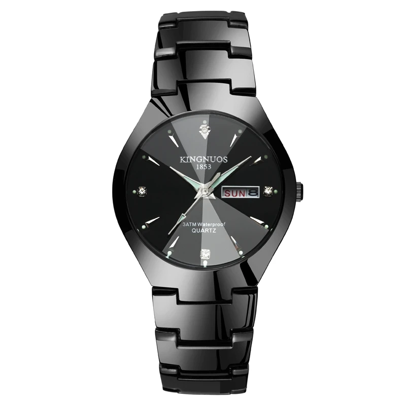 

KINGNUOS Casual Fashion Lover Watch Pair Waterproof Tungsten Steel Men Women Couples Lovers Watches Set Wristwatches
