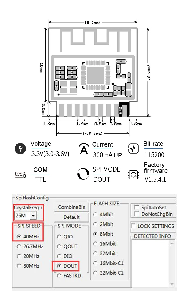 ESP-01M Беспроводной Wi-Fi модуль передачи ESP8285 Встроенный 1 Мб флэш-памяти DIY