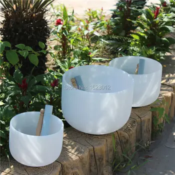 

8" 10" 12" quartz crystal singing bowl chakra set 3 pcs