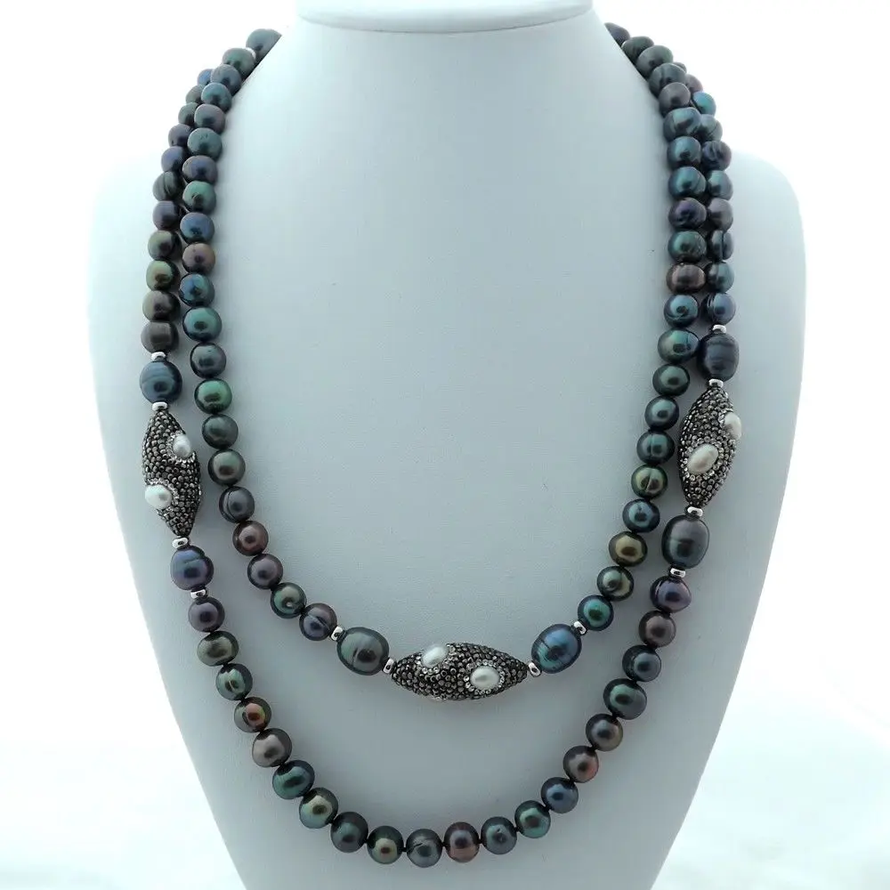 

50'' Black Pearl Pearl White Pearl Long Necklace