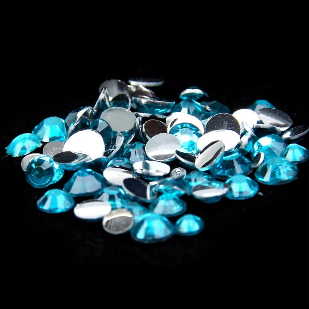 2mm 3mm 4mm 5mm 6mm Bling Zircon Blue Color Non Hotfix Resin