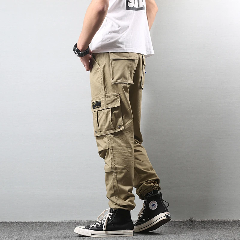 American Streetwear Fashion Men Casual Pants Multi Pockets Cargo Pants hombre Japanese Style Loose Fit Hip Hop Joggers Pants Men