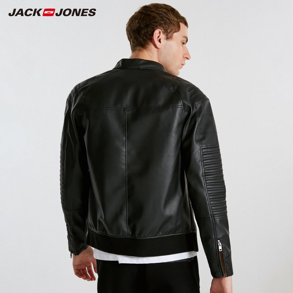 JackJones мужская куртка из искусственной кожи с капюшоном приталенное повседневное