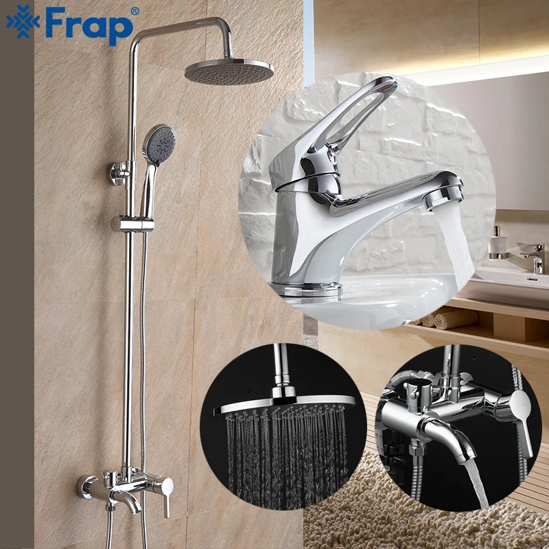 

Frap New Arrival Bathroom Combination Basin Faucet and Shower Faucet Single Handle Cold and Hot Water Mixer F2416 F1013