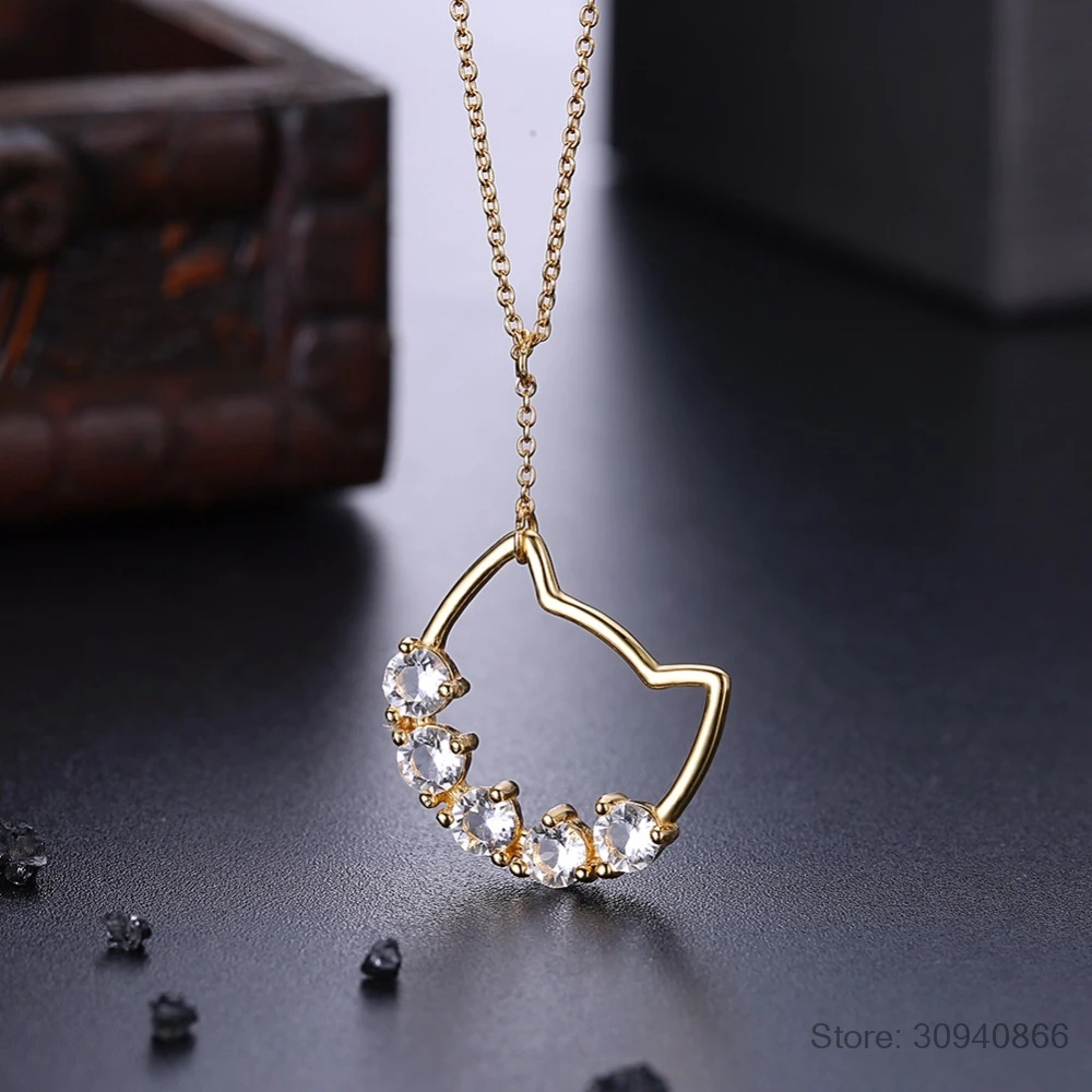 LEKANI кристаллы от Swarovski животных Ювелирные украшения милое ожерелье с подвеской кошечка для женщин Подарки для девочек Роскошные Настоящее серебро 925