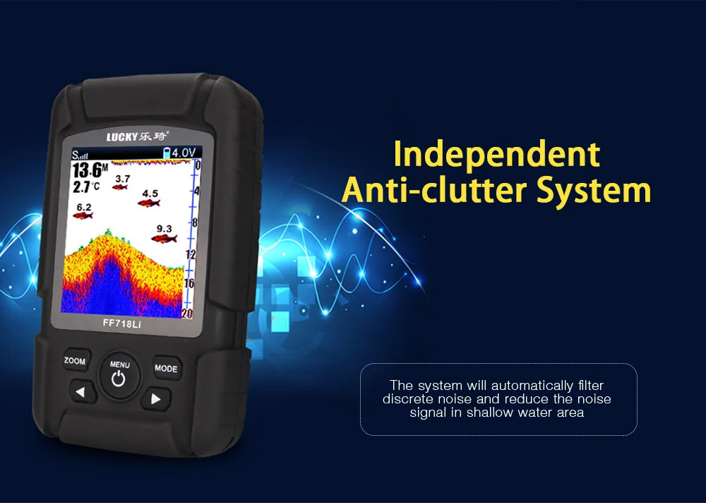 LUCKY FF718LiC-T Портативный подводный проводной рыболокатор проводной гидролокатор датчик 45 градусов локатор угол луча легкий