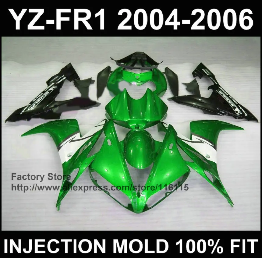 

ABS plastic fairing kit for YAMAHA fairings YZF R1 2004 2005 2006 yzf r1 04 05 06 green fairing set Full injection
