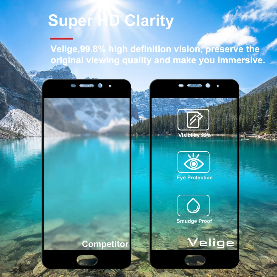 Velige Full Cover Tempered Glass For Meizu M6 M 6 Meilan 6 Screen Protector 0.3MM HD Clarity 9H Protective Glass Film (6)