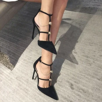 

elegant woman high heel pointed toe gold tassel T strap dress shoes INS hot woman evening high heel party shoes