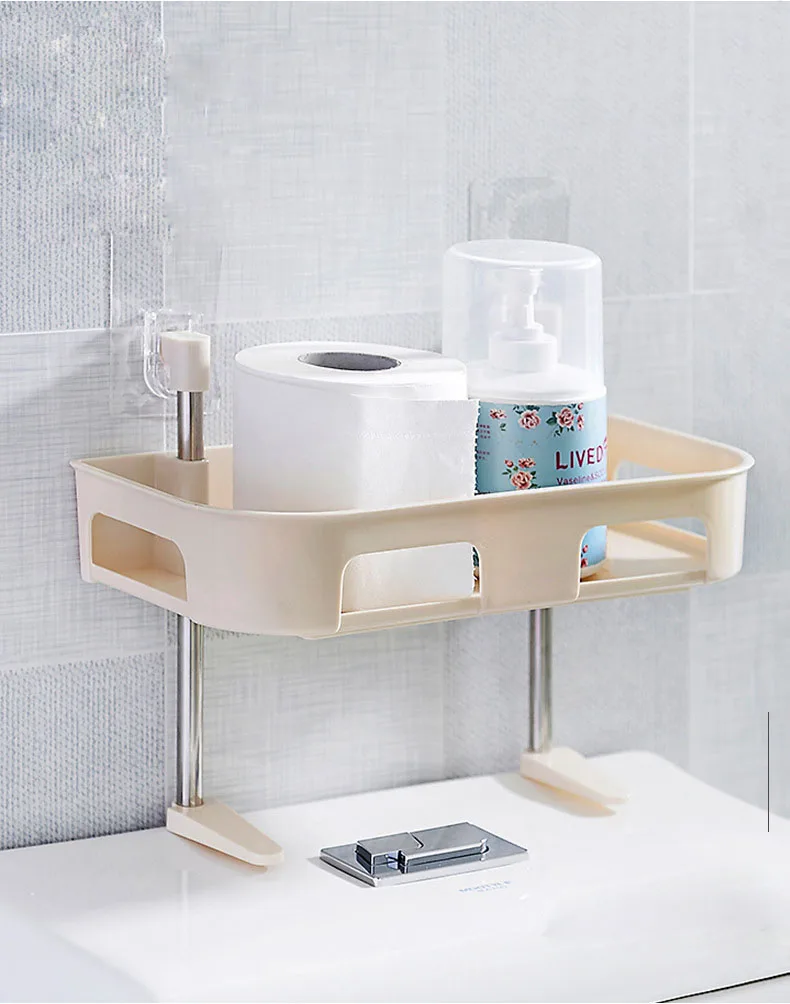 Mylb المطبخ صندوق تخزين منظم المرحاض الحمام تخزين الرف الرف مستلزمات الرف المنظم Holde جدار ملصقا