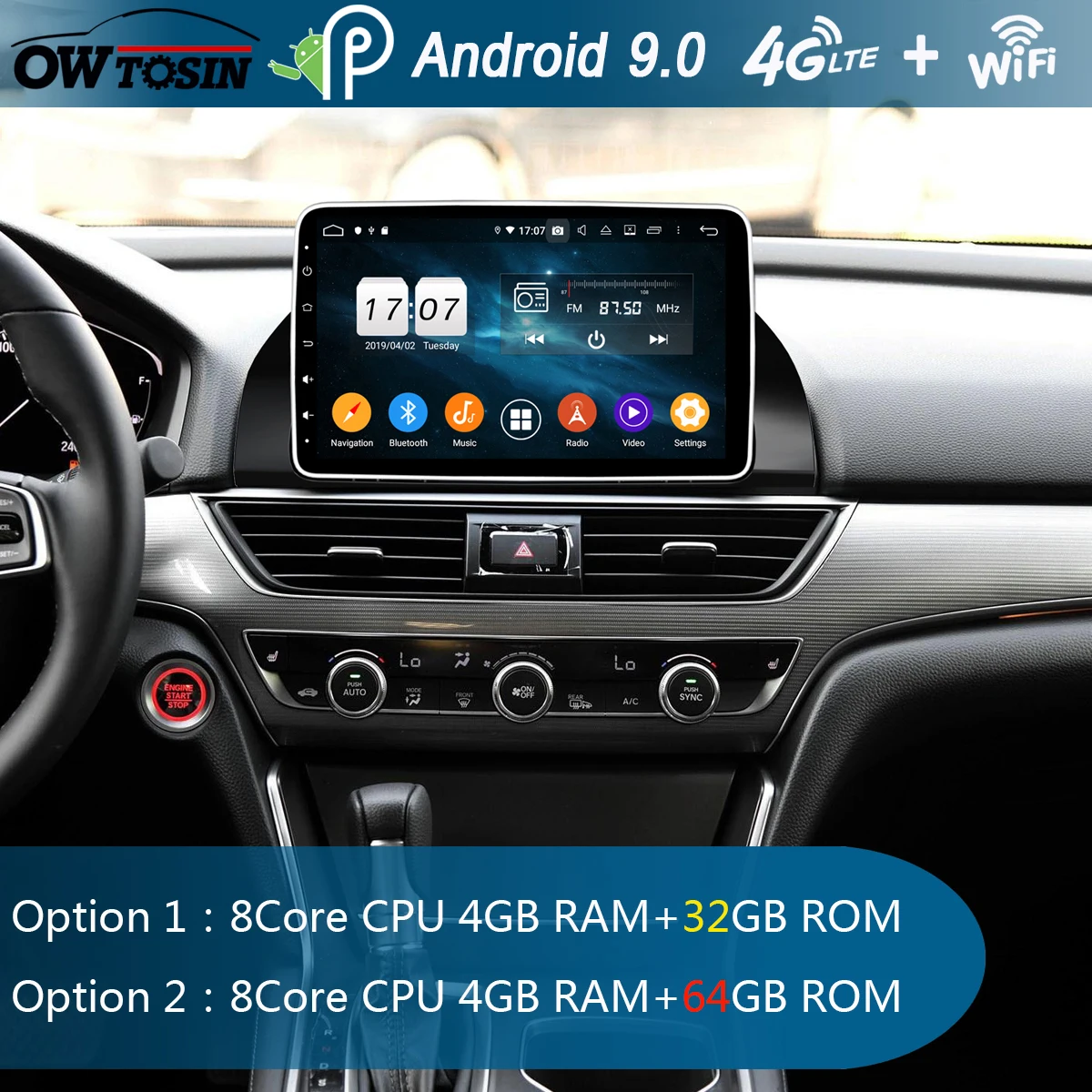 

10.1"IPS Android 9.0 8 Core 4G RAM+64G ROM Car DVD Radio Player GPS For Honda ACCORD 10 2018 DSP CarPlay Parrot BT Adas Stereo