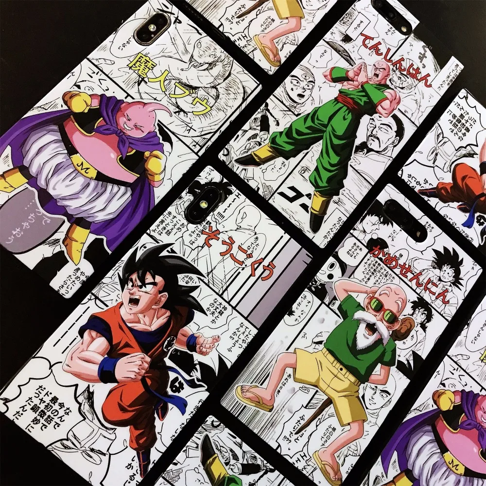 

Japan Cartoon Super Dragon Ball Tien Shinhan Son Goku case For iPhone X XS MAX XR 8 7 6 6S Plus Square soft silicon cover coque
