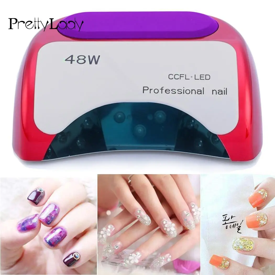 

Cure Double LED UV Nail Lamp Dryer 3 Timer Senor For Toenail Nail 48W Polish Gel