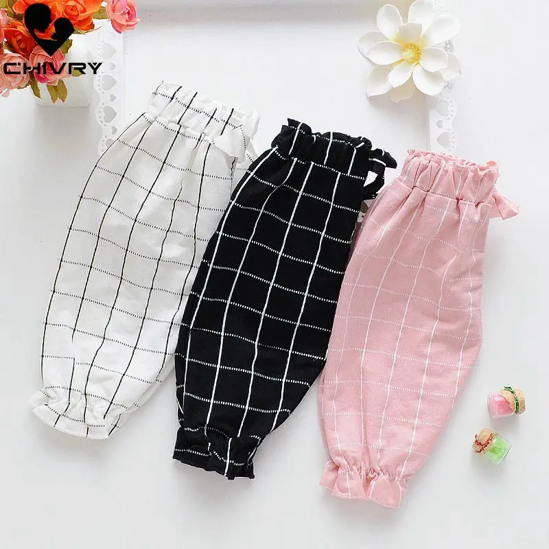 Chivry Baby Gilrs Summer Thin Plaid Dot Pants Toddler Infant Kids Boys Girls Anti-Mosquito Pants Cropped Trousers Child Clothing