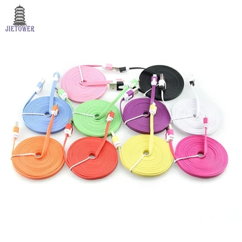 

USB Cable Micro USB 2.0 Cable Sync Charging Flat Noodle Mobile Phone Cables For Android Samsung Xiaomi HTC LG 1m 2m 3m 100pcs