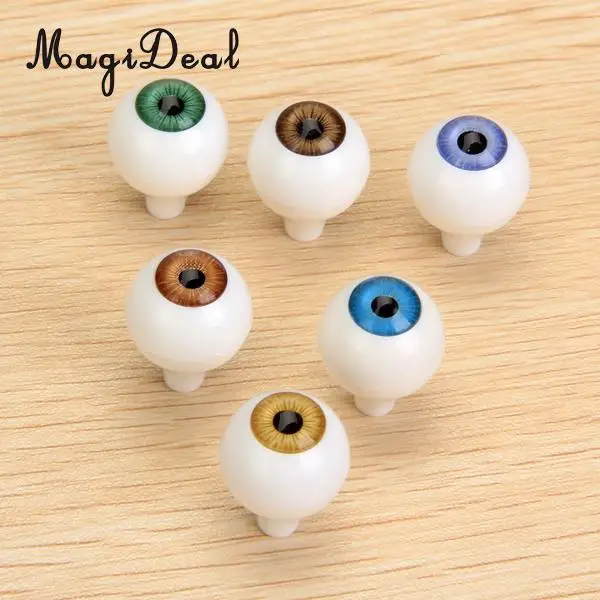 MagiDeal 8Pcs/Set Round Acrylic Plastic Doll Eyes Eyeballs for Porcelain Dolls Animals Halloween Props DIY Toys 14mm