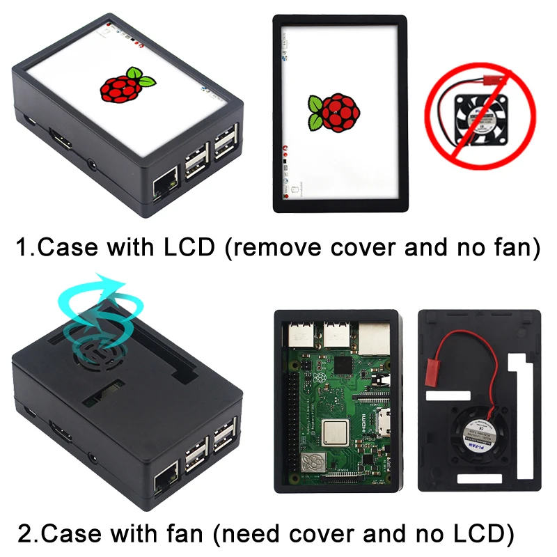 Billige Raspberry Pi 3 Modell B Plus + ABS Fall Gehäuse + 3,5 zoll Touch screen LCD + Netzteil Adapter für Raspberry Pi 3B Plus