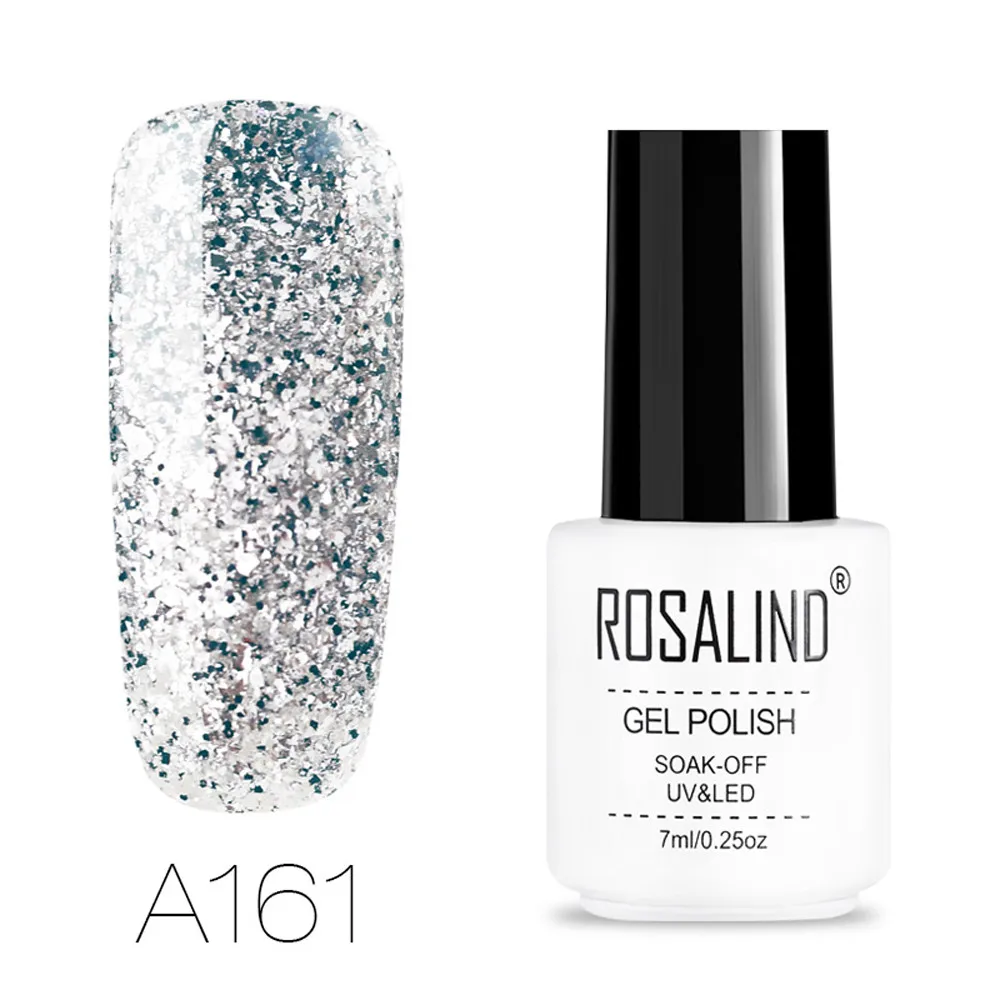 

ROSALIND Nail Shining Gel Polish Set UV Gel Polish Semi Permanent Hybrid Soak Off Nail Art Topcoat Base Coat Gel Shining Beauty
