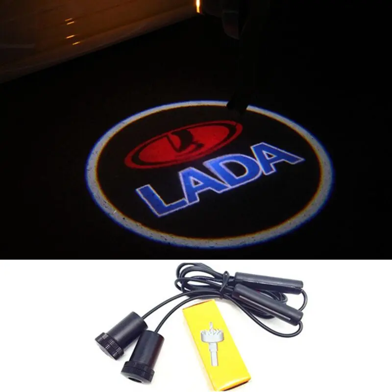 

2x Car Door Welcome Logo Light Projector For Lada Granta Kalina 2 Largus Priora Niva Samara Vaz Signet 4x4 Xray 2110 2109 2106