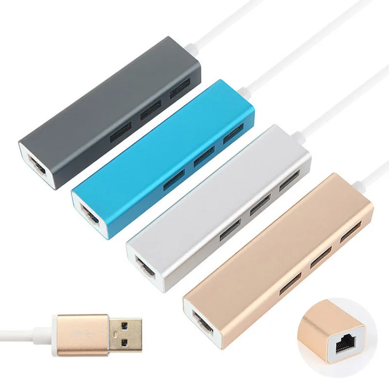 USB 3.0 Gigabit Adapter With 3 Port Hub to RJ45 Lan Network